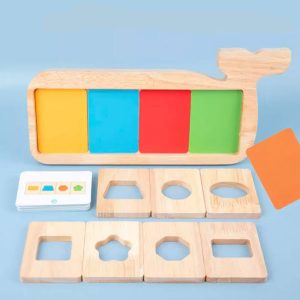 Wooden whale matching puzzle set
